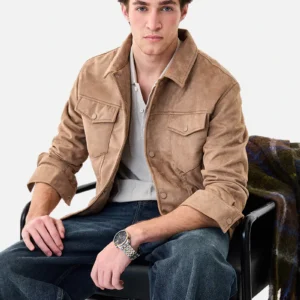 Snap Button Suede Stretch Jacke